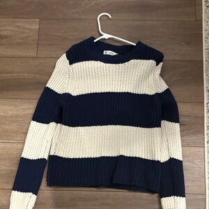 Carve designs Navy and Cream Striped Sweater